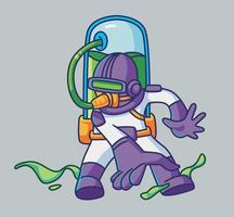 lindo karate de astronauta de dibujos animados. ilustración de persona de dibujos animados aislado. vector de estilo plano