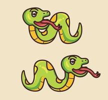 cute snake walking creep. cartoon animal nature concept Isolated illustration. Flat Style suitable for Sticker Icon Design Premium Logo vector. Mascot Character vector