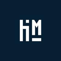 logotipo de monograma inicial de hm con estilo geométrico vector