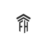 fh inicial para el diseño del logotipo del bufete de abogados vector