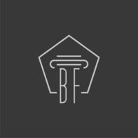 monograma inicial bf con diseño de logotipo de pilar monoline vector