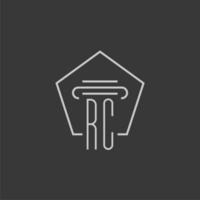 initial monogram RC with monoline pillar logo design vector