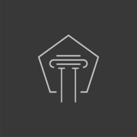 initial monogram TT with monoline pillar logo design vector