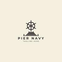 dock with navy icon  port  logo design vector illustration