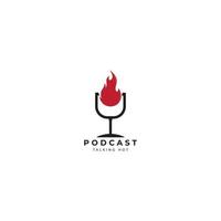 plantilla de diseño de ilustración de símbolo de icono de vector de logotipo de fuego de podcast