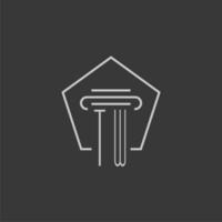 initial monogram TW with monoline pillar logo design vector