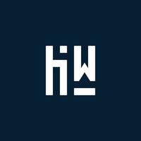 logotipo de monograma inicial hw con estilo geométrico vector