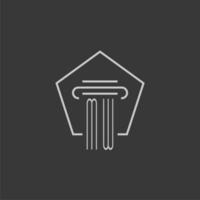 initial monogram MW with monoline pillar logo design vector