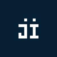 JI initial monogram logo with geometric style vector