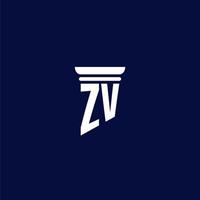 diseño de logotipo de monograma inicial zv para bufete de abogados vector