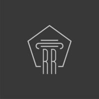 initial monogram RR with monoline pillar logo design vector