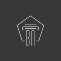 initial monogram BM with monoline pillar logo design vector