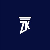 diseño de logotipo de monograma inicial zk para bufete de abogados vector