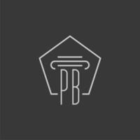 initial monogram PB with monoline pillar logo design vector