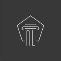 initial monogram ML with monoline pillar logo design vector