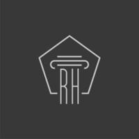 initial monogram RH with monoline pillar logo design vector