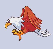 cute eagle hunting pose. Isolated animal illustration. Flat Style Sticker Icon Premium vector