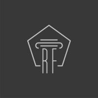 initial monogram RF with monoline pillar logo design vector