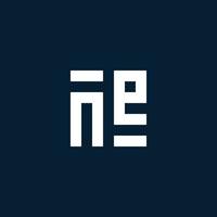 NE initial monogram logo with geometric style vector