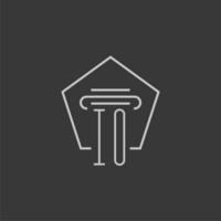 initial monogram IO with monoline pillar logo design vector