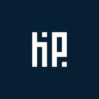 logotipo de monograma inicial hp con estilo geométrico vector