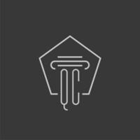 initial monogram QC with monoline pillar logo design vector