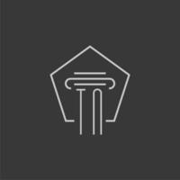 initial monogram TN with monoline pillar logo design vector