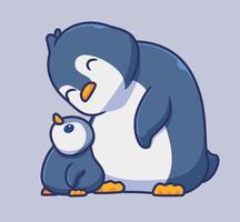 lindo grupo familiar de pingüinos. ilustración animal de dibujos animados aislados. vector de logotipo premium de diseño de icono de etiqueta de estilo plano. personaje mascota