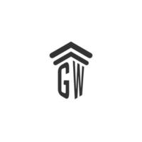 inicial de gw para el diseño del logotipo del bufete de abogados vector