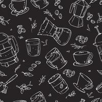 Hand Drawn Coffee Beverage Seamless Background vector