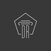 initial monogram DR with monoline pillar logo design vector