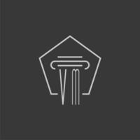 initial monogram VM with monoline pillar logo design vector