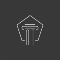 initial monogram NT with monoline pillar logo design vector