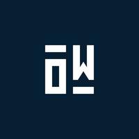 OW initial monogram logo with geometric style vector