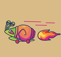 cute snail run so fast. animal flat cartoon style illustration icon premium vector logo mascot suitable for web design banner character