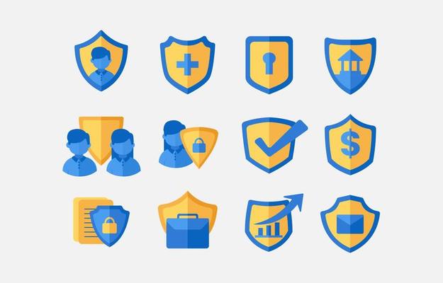Cute Flat Shield icon Set