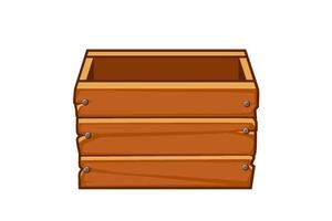 Empty wooden old box for graphic design. Vector illustration of brown storage container for ui games.