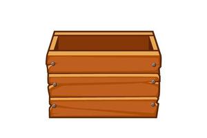 Empty wooden old box for graphic design. Vector illustration of brown storage container for ui games.