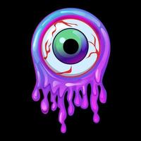 Purple slime frame and eye icon with Halloween party. Vector illustration scary round avatar for graphic design.