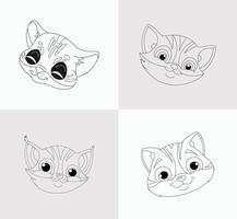 Cat Head Coloring Book for Kids vector