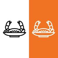 Crab Vector Icon Logo in Outline Style