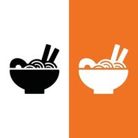 logotipo de icono de vector de fideos en estilo glifo