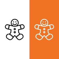 Christmas Xmas Ginger Bread Icon Logo in Outline Style vector