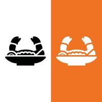 logotipo de icono de vector de cangrejo en estilo glifo