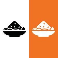 logotipo de icono de vector de arroz frito en estilo glifo