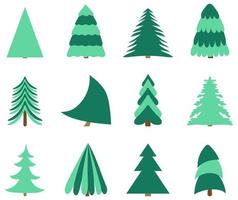 colección de árboles de navidad. diferentes arboles de navidad sin adornos vector