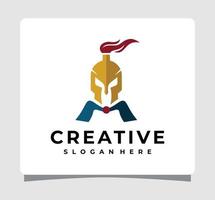 Spartan Warrior Gladiator Helmet Logo Template Design Inspiration vector