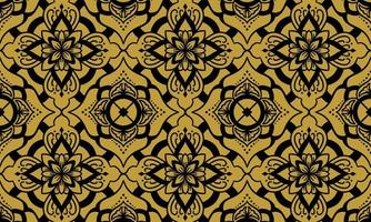 pattern black and gold  flower pattern in vintage mandala style for tattoos, fabrics or decorations and more. Vector illustration.
