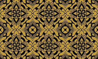 pattern black and gold  flower pattern in vintage mandala style for tattoos, fabrics or decorations and more. Vector illustration.