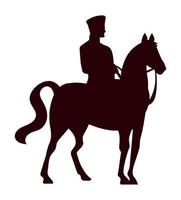 silhouette soldier riding horse vector